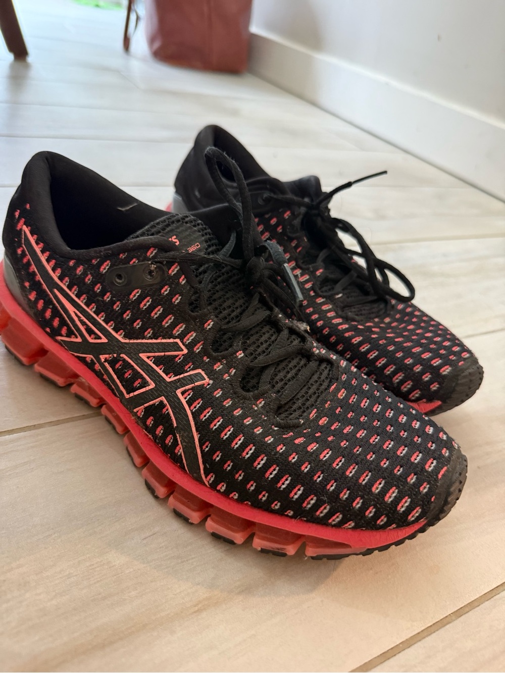 ASICS Black Running Sneakers with Coral Accents